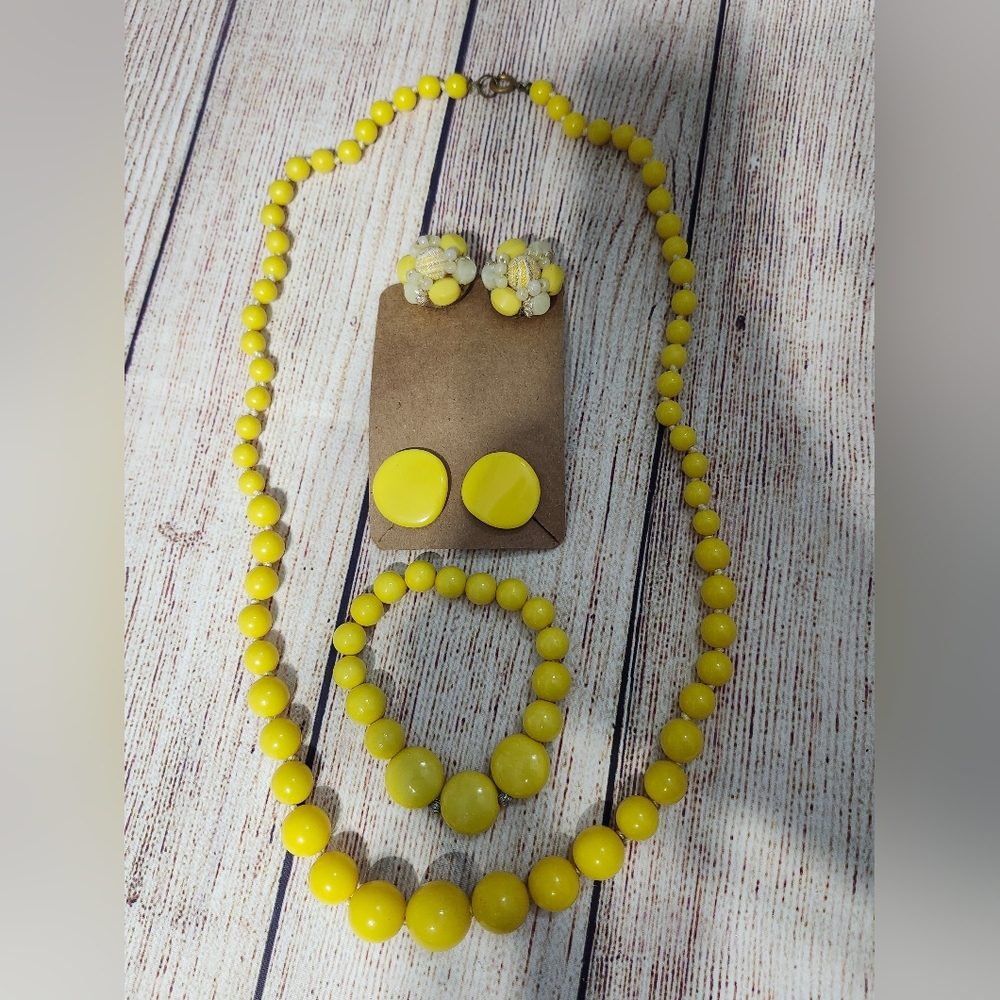 Vintage Bright Yellow Jewelry Bundle